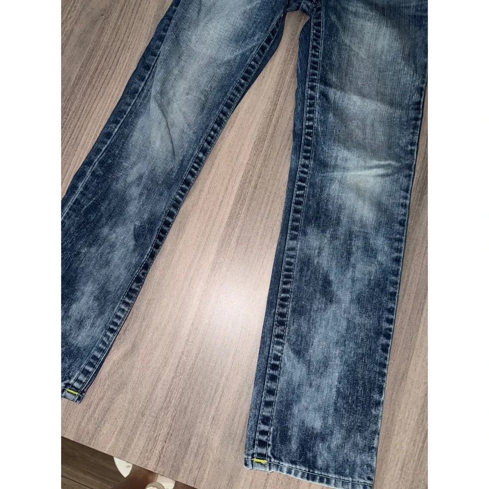 True Religion Kids Boys Girls Straight Leg Jeans Blue Wash 10 Yellow Stitch A1